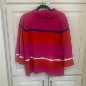 Fate Striped Funnel Neck Sweater in Pink, Orange & Blue